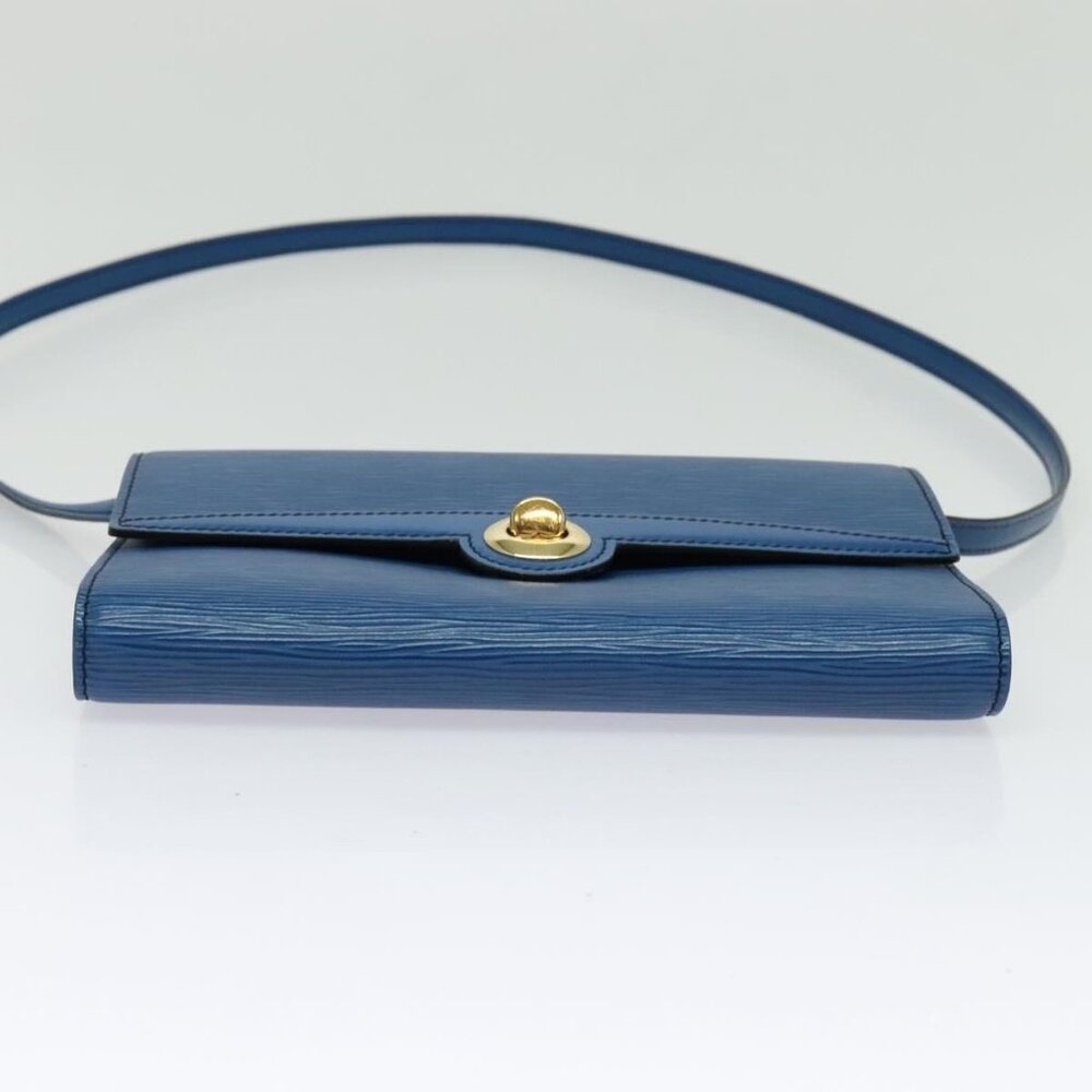 Authentic LOUIS VUITTON Epi Pochette Arche Shoulder Bag Blue M52575 LV - Picture 12 of 16